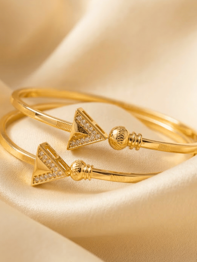 Triangle Crystal Gold Bangles