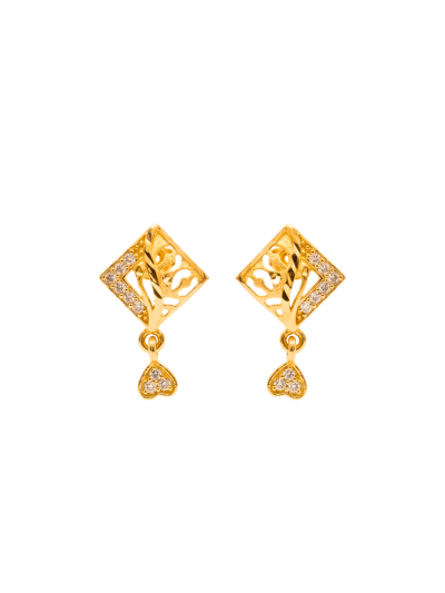 Elegant Gold Plated Square Designer Drop Earrings