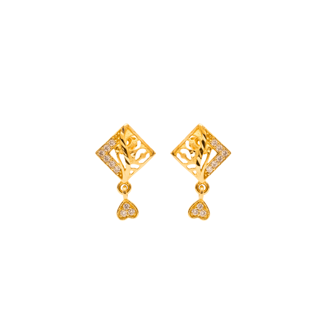 Elegant Gold Plated Square Designer Drop Earrings
