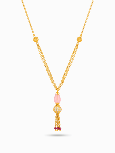 Elegant Beaded Tassel Pendant Chain Necklace