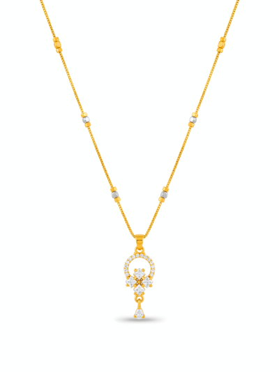 Elegant Crystal Halo Drop Pendant Chain Necklace
