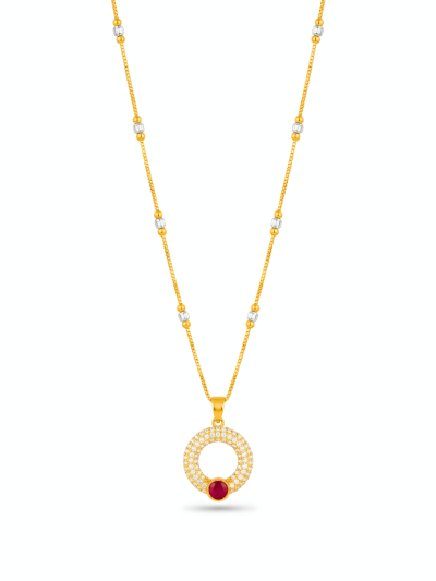 Premium Ruby Circle Pendant Chain