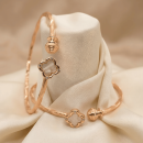 Rose Gold Clover Charm Bangle