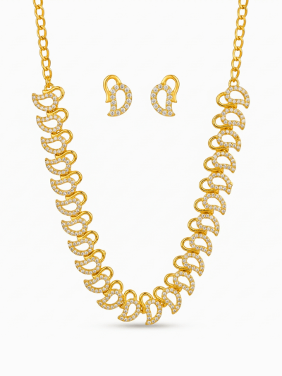 Golden Crescent Glow Necklace