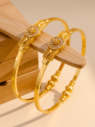 Golden Floral Crystal Bangle