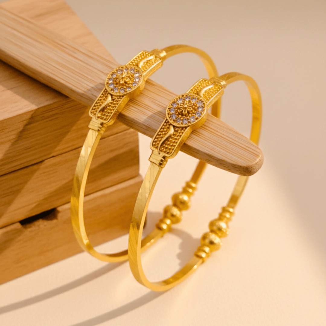 Golden Floral Crystal Bangle