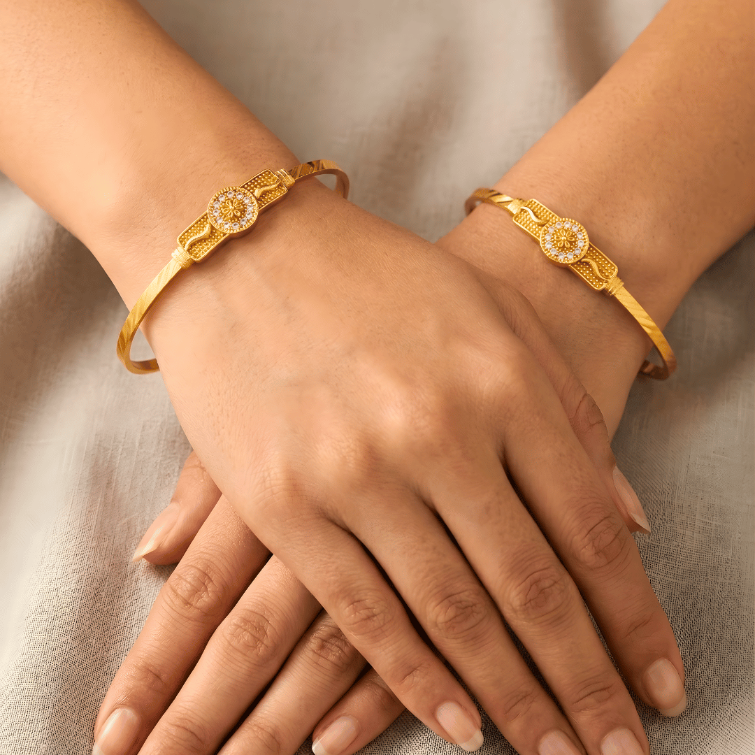 Golden Floral Crystal Bangle - Image 2