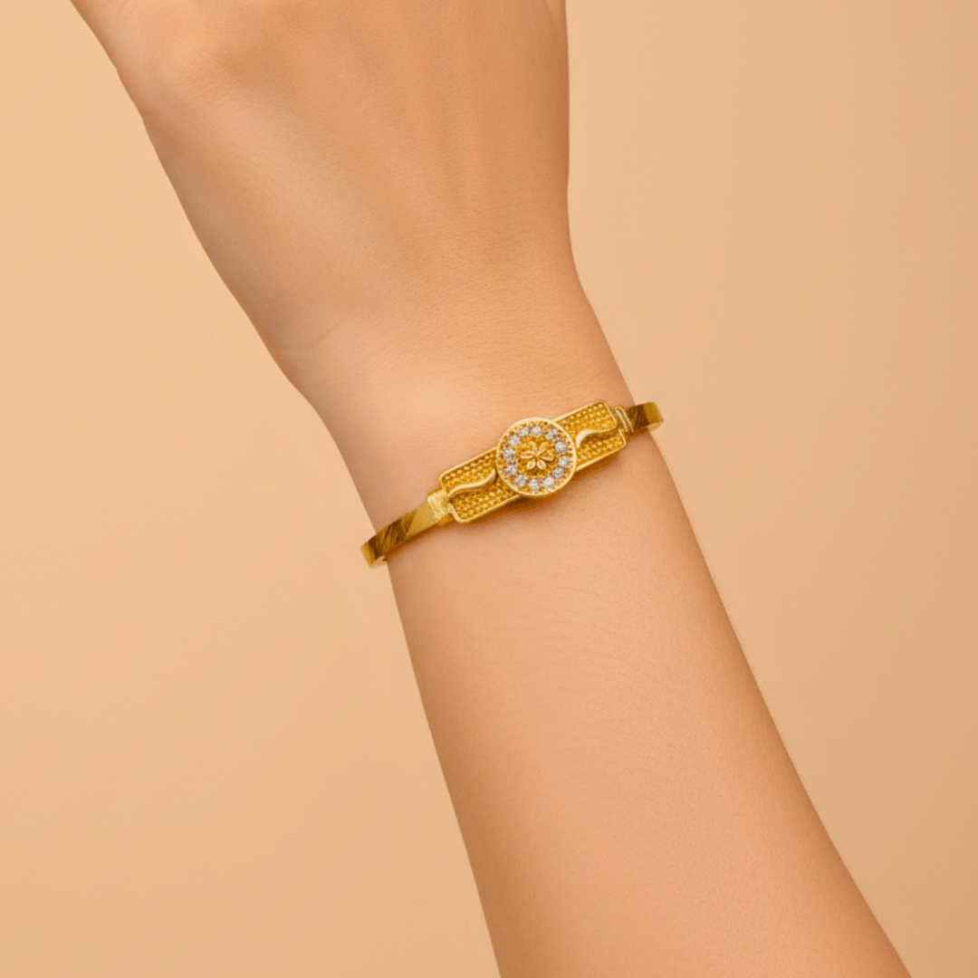 Golden Floral Crystal Bangle - Image 3