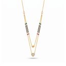 Elegant Double Layer Heart Pendant Black Bead Mangalsutra