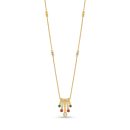 Elegant Multicolor Crystal Pendant Gold-Tone Necklace