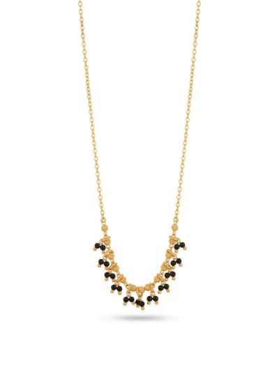 Elegant Black Bead Gold-Tone Necklace