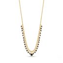 Elegant Black Beaded Layered Gold-Tone Necklace