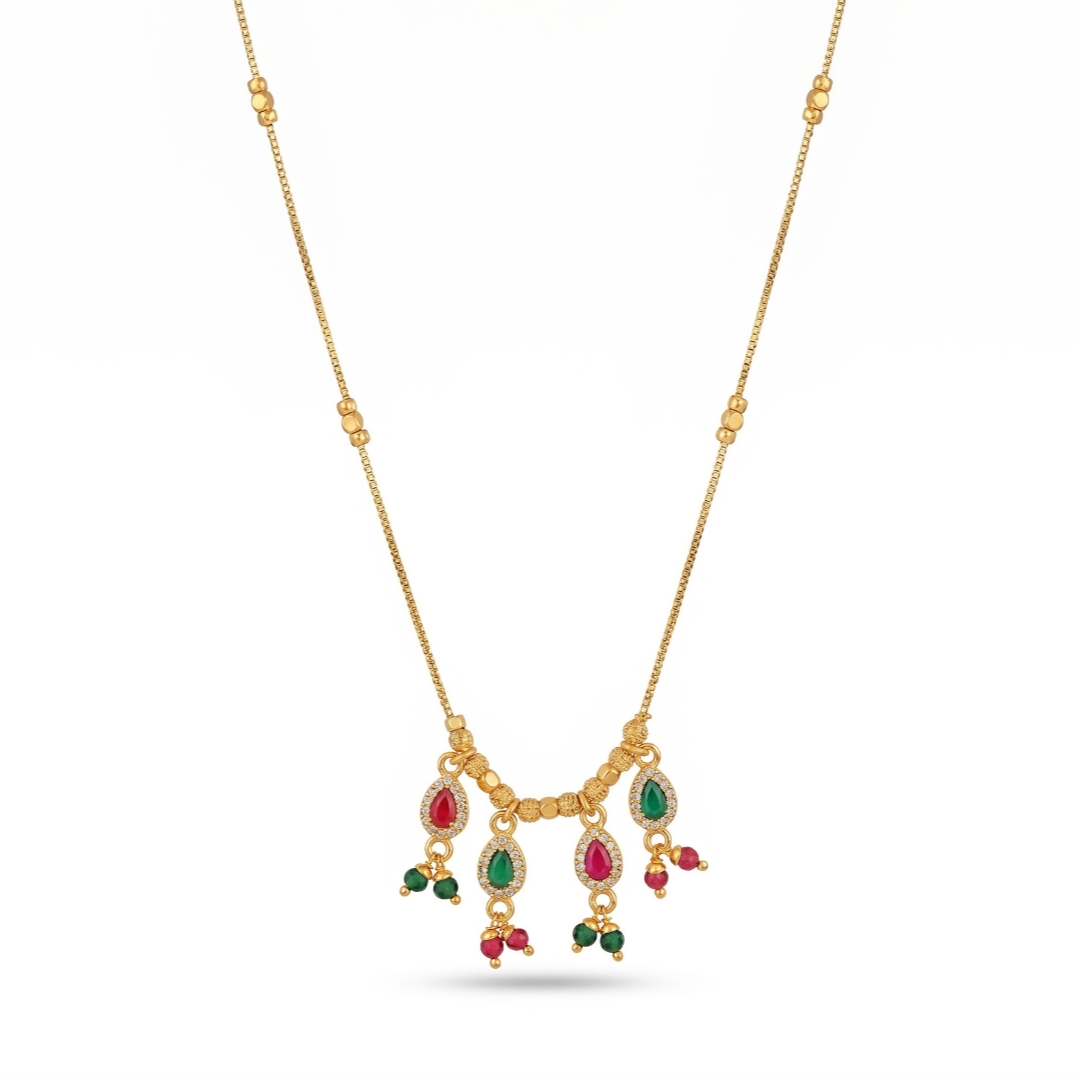 Elegant Stone Studded Pendant Necklace