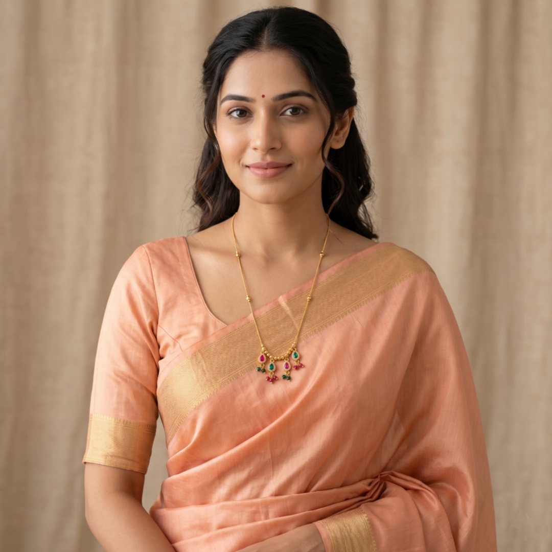 Elegant Stone Studded Pendant Necklace - Image 3